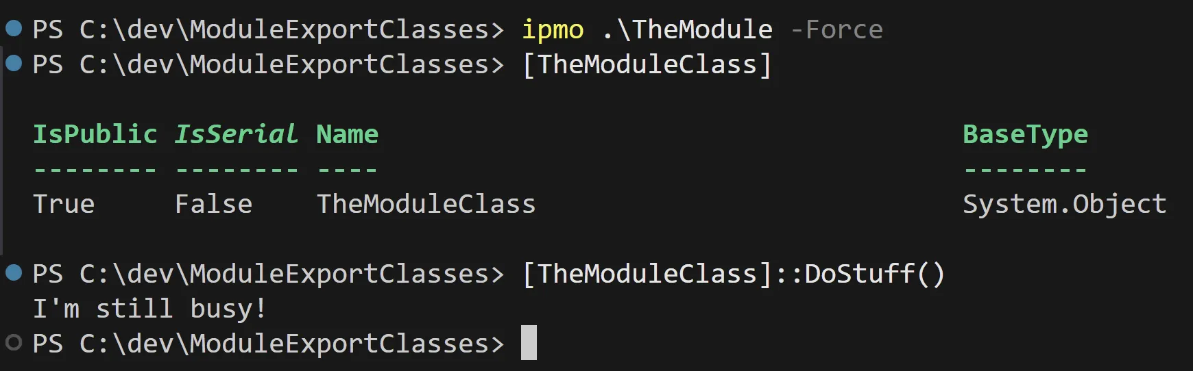 Using the exported type accelerator after module import