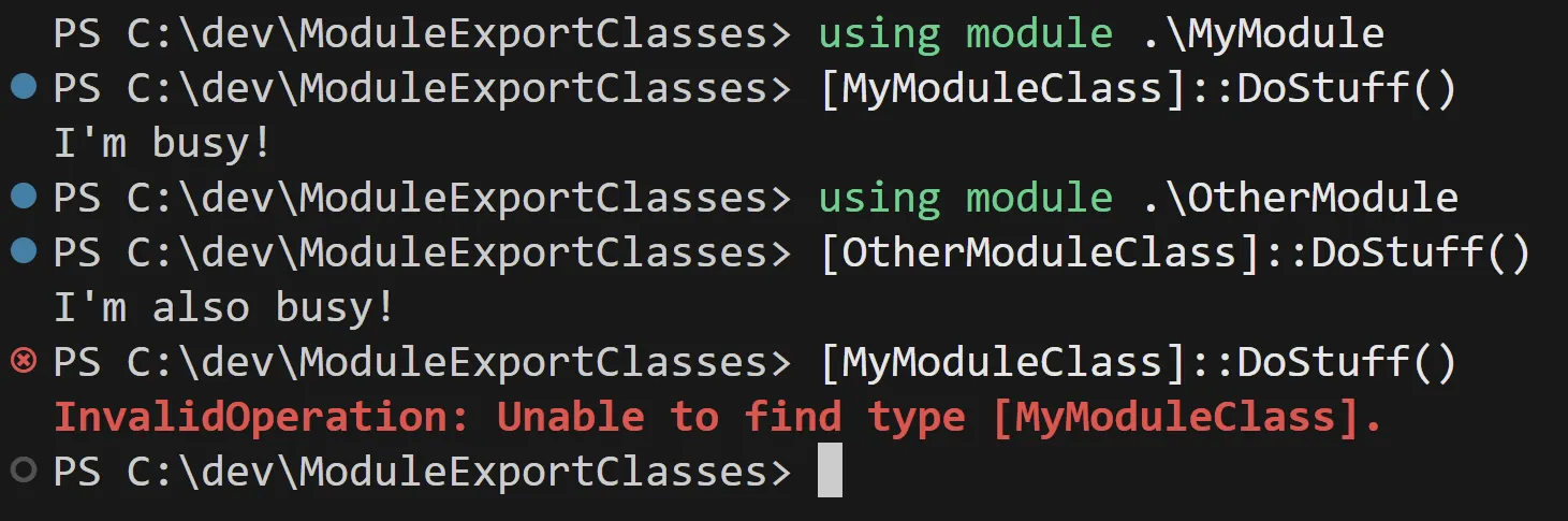 Example showing class resolution issues in mixed module usage