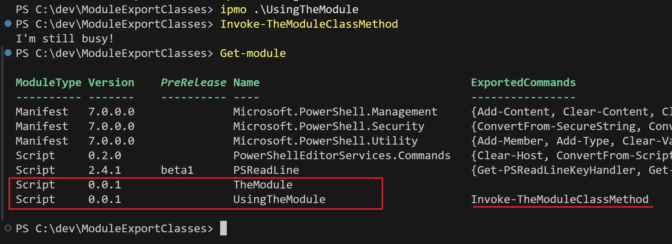 Successful invocation once dependencies and module path are correct