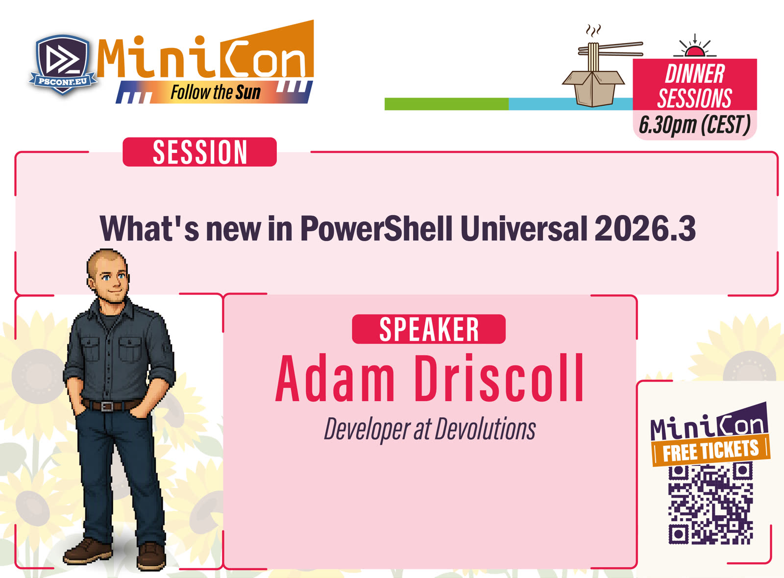 MiniCon speaker card for Adam Driscoll
