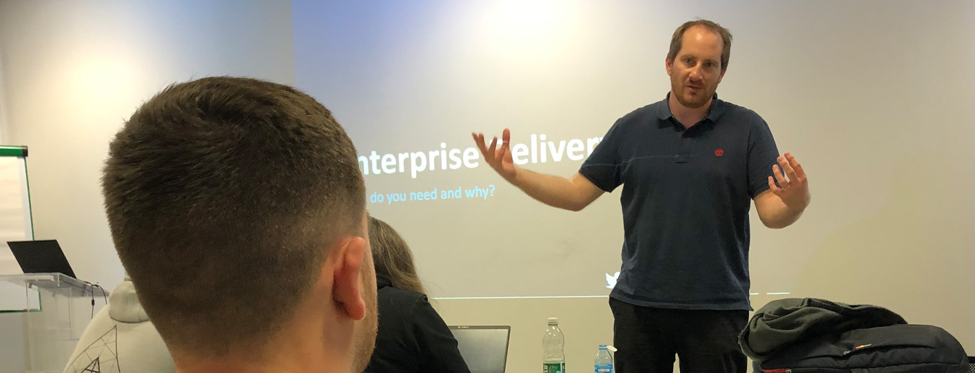 Gael Colas teaching an automation session to a group of practitioners